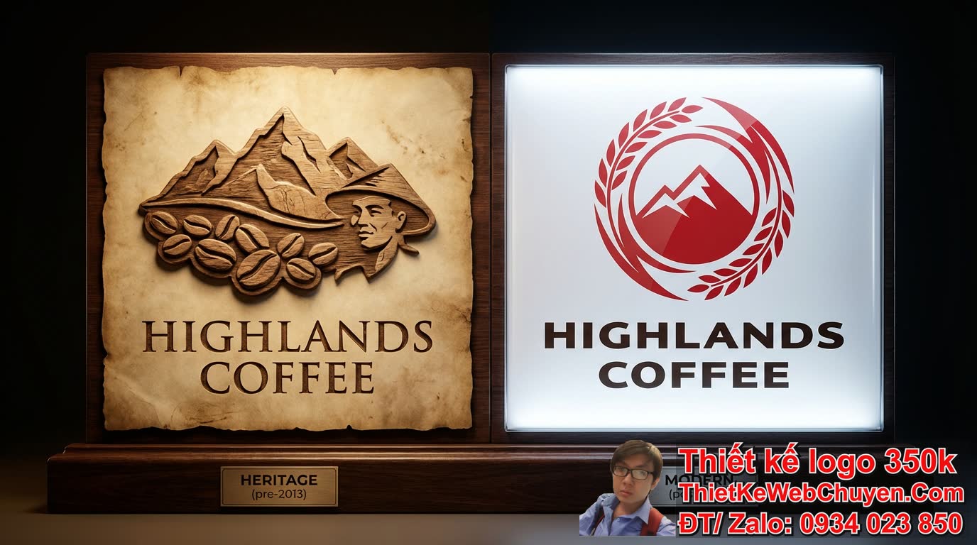 Lịch sử và sự thay đổi của logo Highlands qua các thời kỳ ra sao?